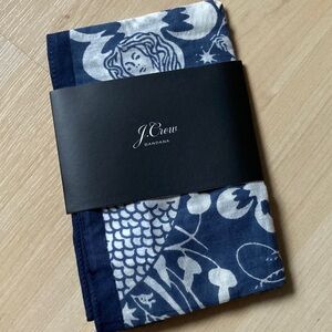 New J.Crew Navy and White Mermaid Patterned cotton Bandana